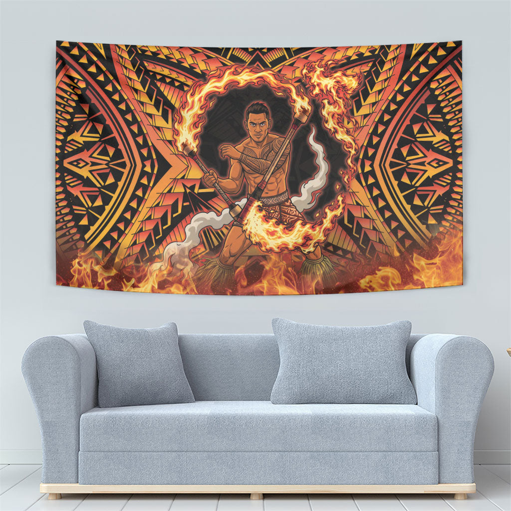 Samoa Siva Afi Dance Fireknife Tapestry Samoan Tribal Motif Dancing in the Fire LT9 - Polynesian Pride