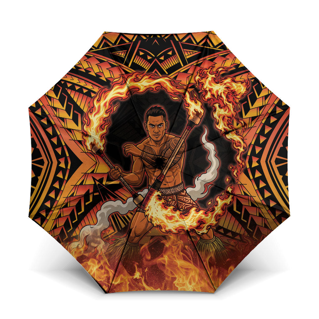 Samoa Siva Afi Dance Fireknife Umbrella Samoan Tribal Motif Dancing in the Fire LT9 One Size Folded 11.42 inch Opened Diameter 37.4 inch Red - Polynesian Pride