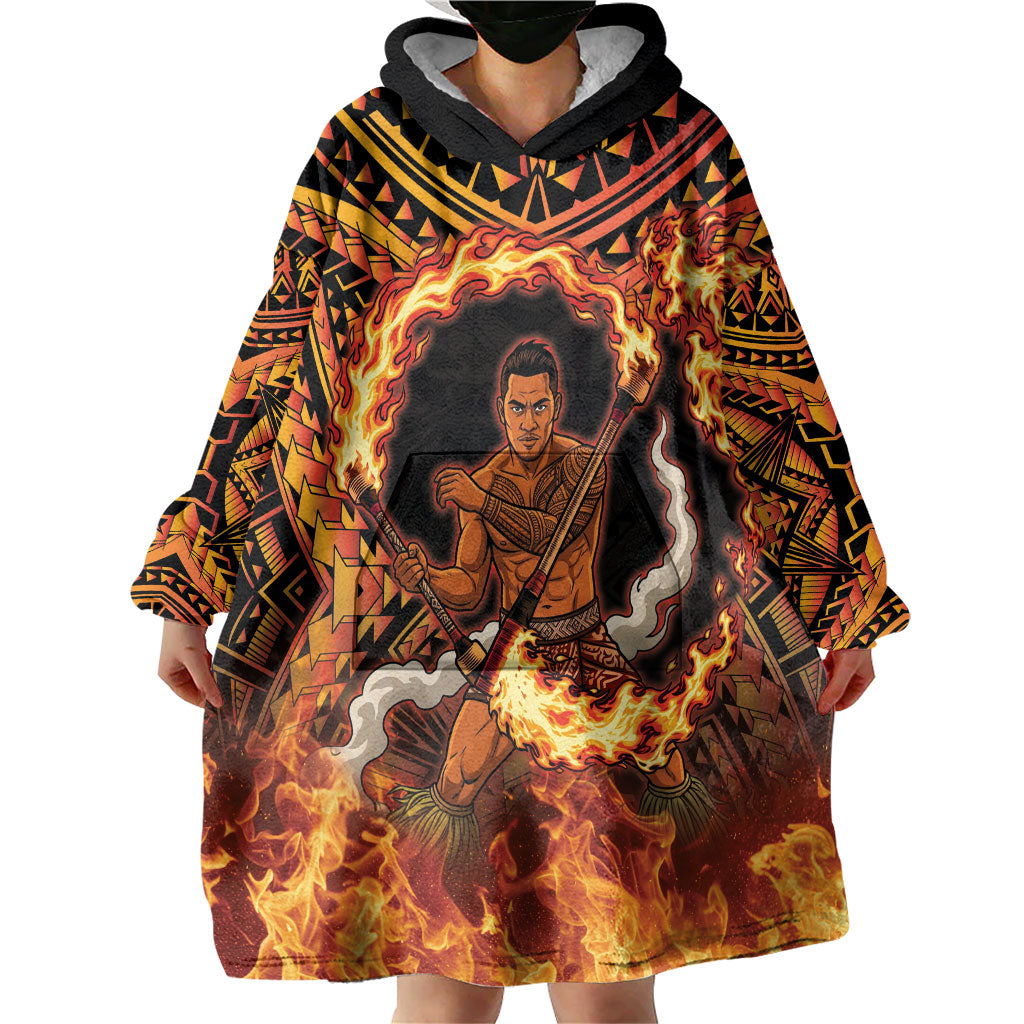 Samoa Siva Afi Dance Fireknife Wearable Blanket Hoodie Samoan Tribal Motif Dancing in the Fire LT9 - Polynesian Pride