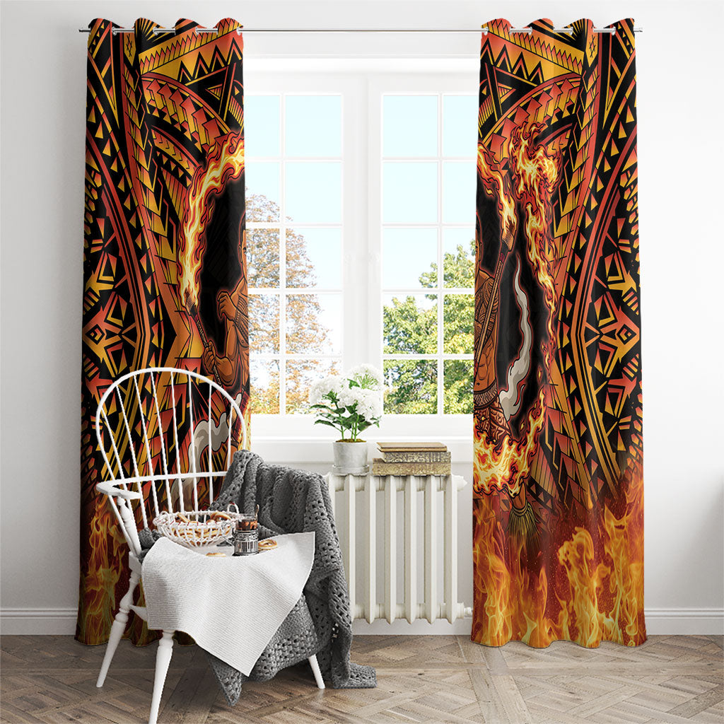 Samoa Siva Afi Dance Fireknife Window Curtain Samoan Tribal Motif Dancing in the Fire LT9 - Polynesian Pride