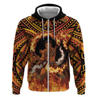 Samoa Siva Afi Dance Fireknife Zip Hoodie Samoan Tribal Motif Dancing in the Fire LT9 Zip Hoodie Red - Polynesian Pride