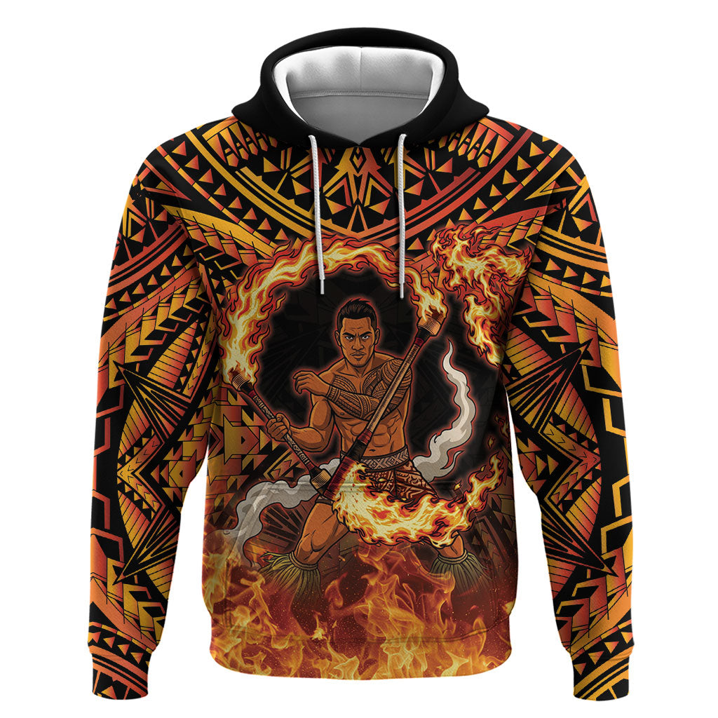 Samoa Siva Afi Dance Fireknife Zip Hoodie Samoan Tribal Motif Dancing in the Fire LT9 Pullover Hoodie Red - Polynesian Pride