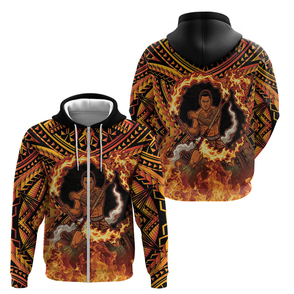 Samoa Siva Afi Dance Fireknife Zip Hoodie Samoan Tribal Motif Dancing in the Fire LT9 - Polynesian Pride