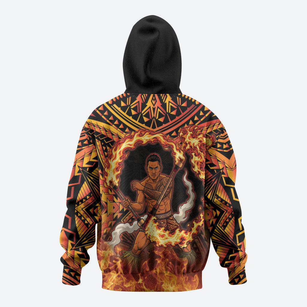 Samoa Siva Afi Dance Fireknife Zip Hoodie Samoan Tribal Motif Dancing in the Fire LT9 - Polynesian Pride