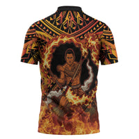 Samoa Siva Afi Dance Fireknife Zipper Polo Shirt Samoan Tribal Motif Dancing in the Fire LT9 - Polynesian Pride