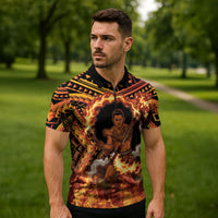 Samoa Siva Afi Dance Fireknife Zipper Polo Shirt Samoan Tribal Motif Dancing in the Fire LT9 - Polynesian Pride