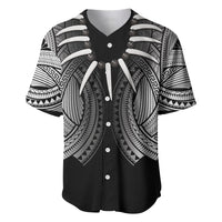 Samoan Ula Nifo Afi Tribal Baseball Jersey Polynesian Pattern LT9 Black - Polynesian Pride