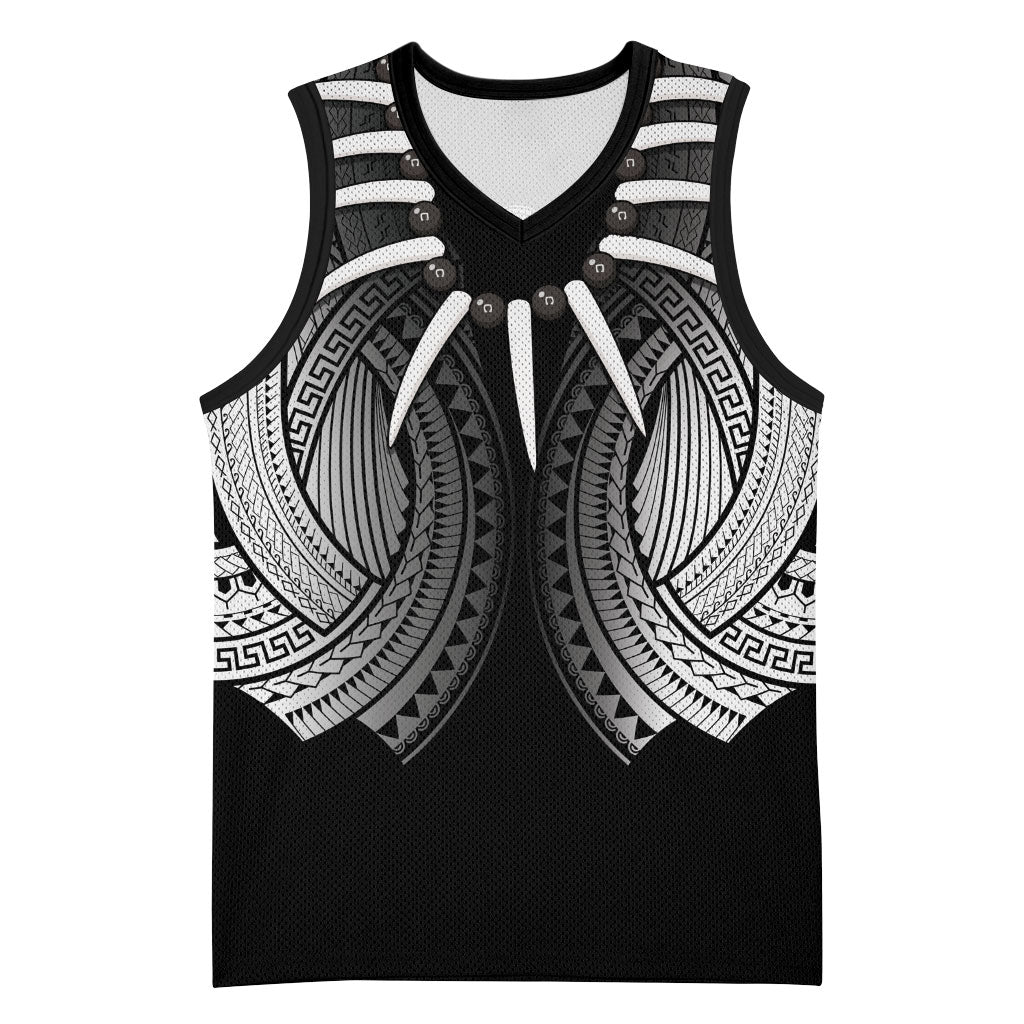 Samoan Ula Nifo Afi Tribal Basketball Jersey Polynesian Pattern LT9 Unisex Black - Polynesian Pride