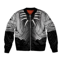 Samoan Ula Nifo Afi Tribal Bomber Jacket Polynesian Pattern LT9 Unisex Black - Polynesian Pride