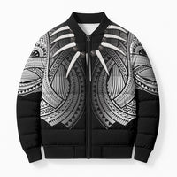 Samoan Ula Nifo Afi Tribal Bomber Puffer Jacket Polynesian Pattern LT9 Unisex Black - Polynesian Pride