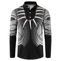 Samoan Ula Nifo Afi Tribal Button Sweatshirt Polynesian Pattern LT9 Black - Polynesian Pride