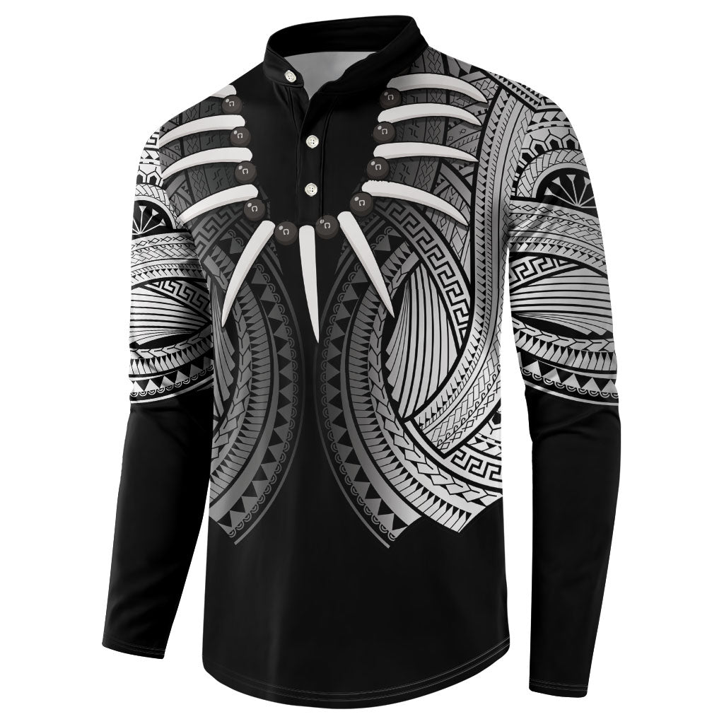 Samoan Ula Nifo Afi Tribal Button Sweatshirt Polynesian Pattern LT9 - Polynesian Pride