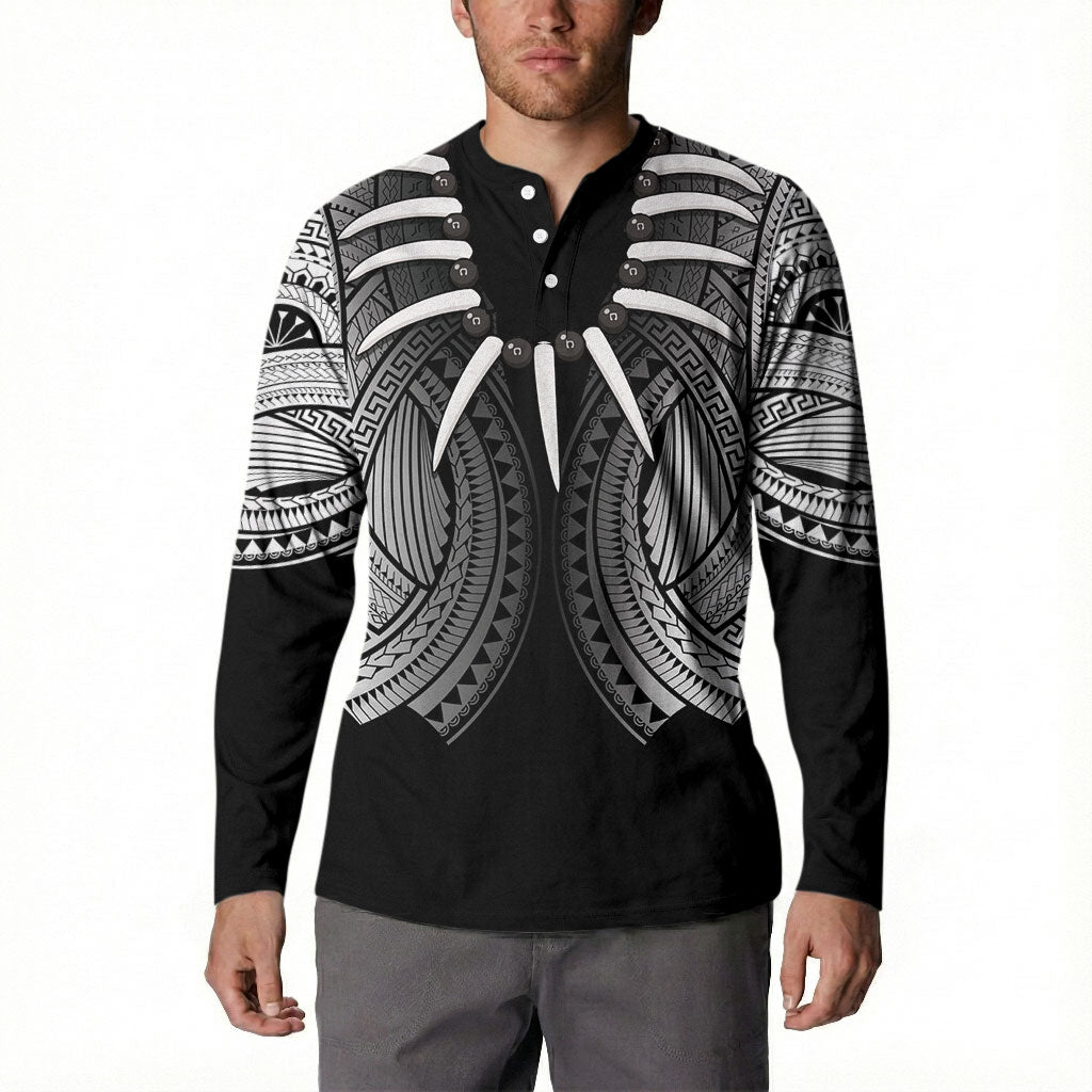 Samoan Ula Nifo Afi Tribal Button Sweatshirt Polynesian Pattern LT9 - Polynesian Pride