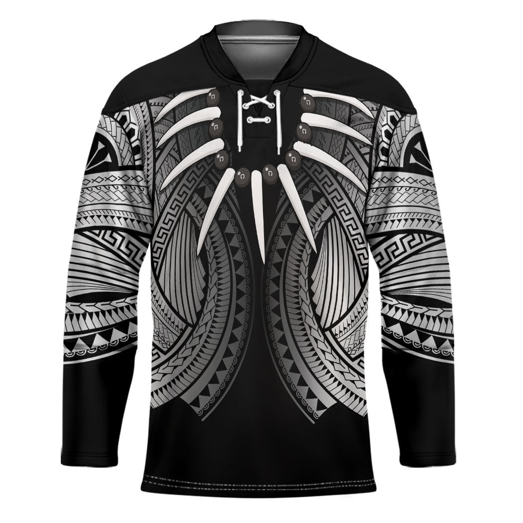 Samoan Ula Nifo Afi Tribal Hockey Jersey Polynesian Pattern LT9 Unisex Black - Polynesian Pride
