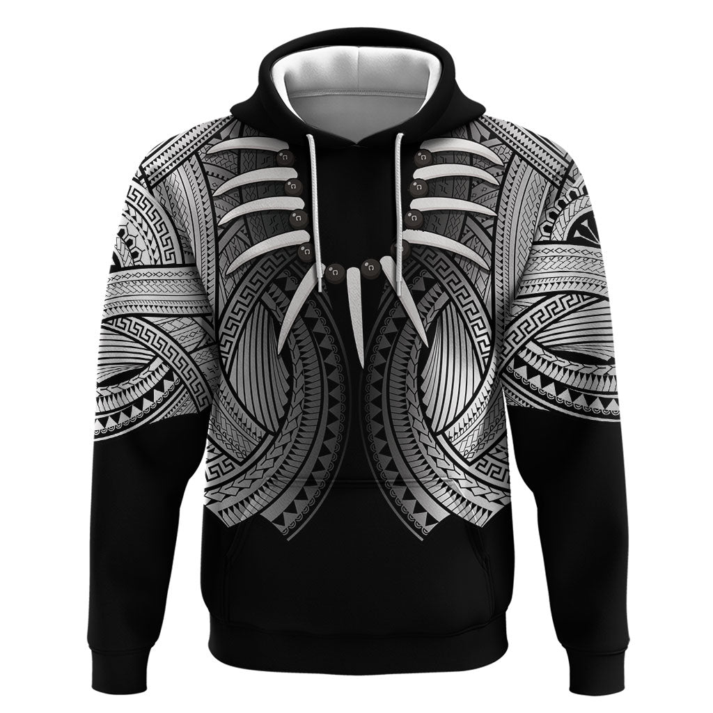 Samoan Ula Nifo Afi Tribal Hoodie Polynesian Pattern LT9 Pullover Hoodie Black - Polynesian Pride