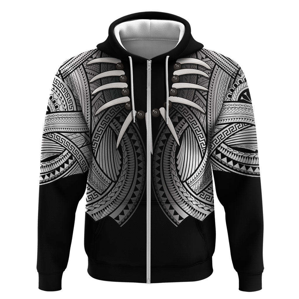 Samoan Ula Nifo Afi Tribal Hoodie Polynesian Pattern LT9 Zip Hoodie Black - Polynesian Pride