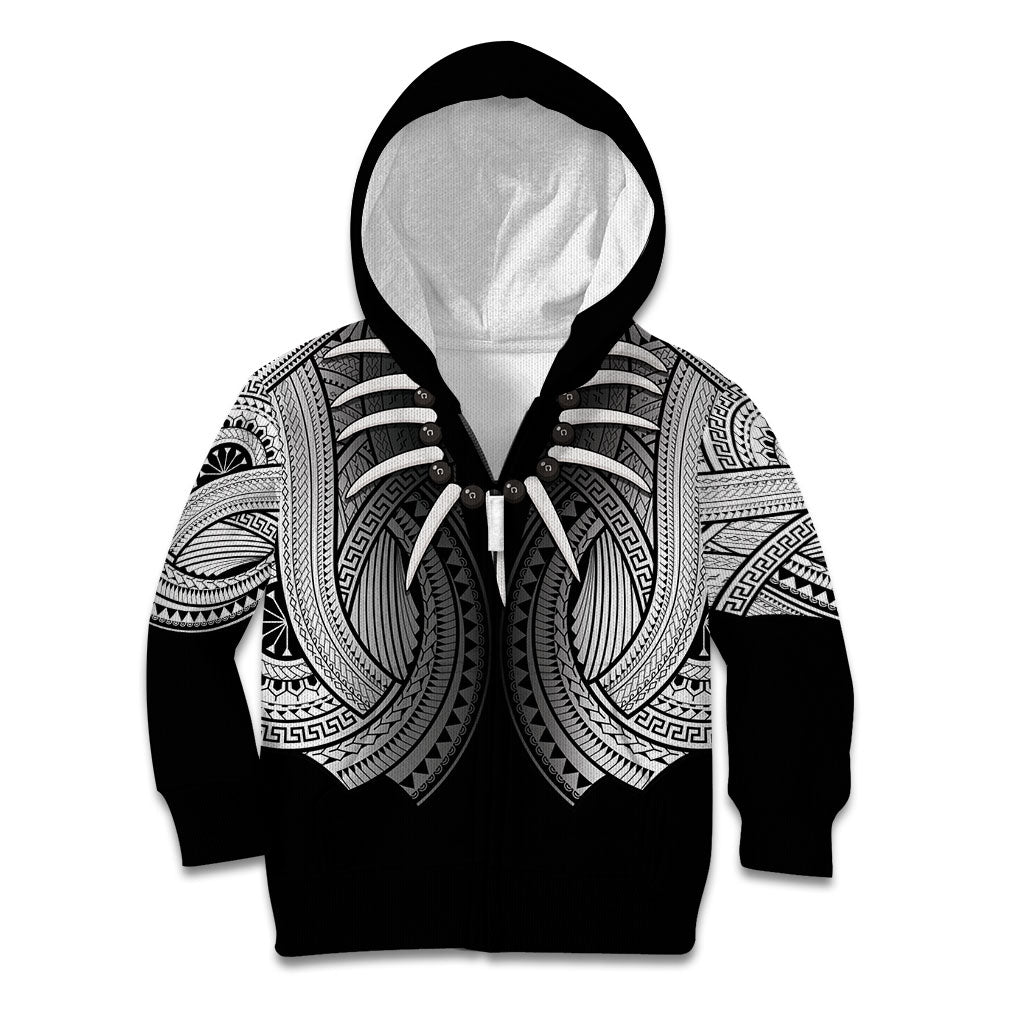 Samoan Ula Nifo Afi Tribal Kid Hoodie Polynesian Pattern LT9 Zip Hoodie Black - Polynesian Pride
