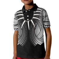 Samoan Ula Nifo Afi Tribal Kid Polo Shirt Polynesian Pattern LT9 Kid Black - Polynesian Pride