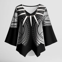 Samoan Ula Nifo Afi Tribal Kimono Sleeve Blouse Polynesian Pattern LT9 Female Black - Polynesian Pride