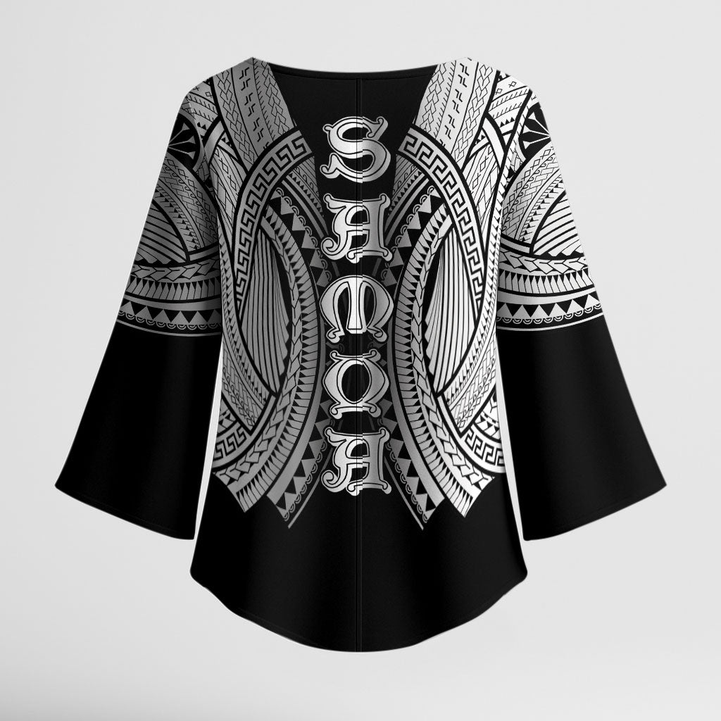 Samoan Ula Nifo Afi Tribal Kimono Sleeve Blouse Polynesian Pattern LT9 - Polynesian Pride