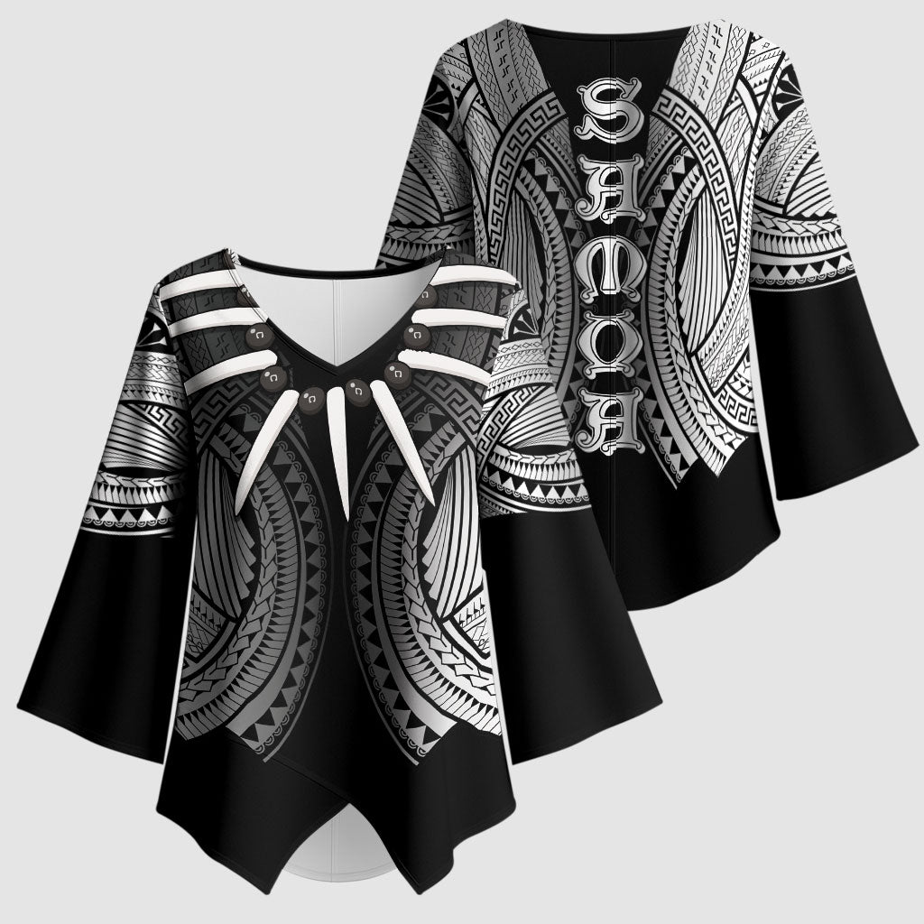 Samoan Ula Nifo Afi Tribal Kimono Sleeve Blouse Polynesian Pattern LT9 - Polynesian Pride