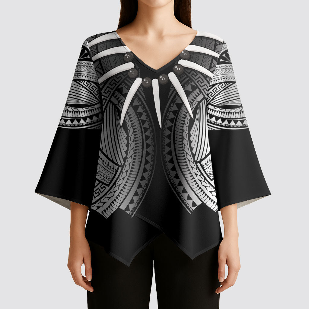 Samoan Ula Nifo Afi Tribal Kimono Sleeve Blouse Polynesian Pattern LT9 - Polynesian Pride