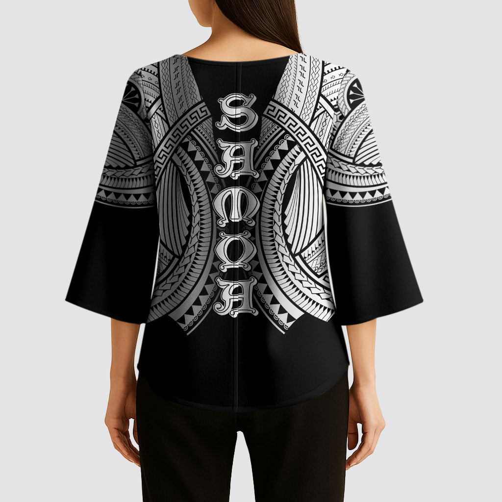 Samoan Ula Nifo Afi Tribal Kimono Sleeve Blouse Polynesian Pattern LT9 - Polynesian Pride