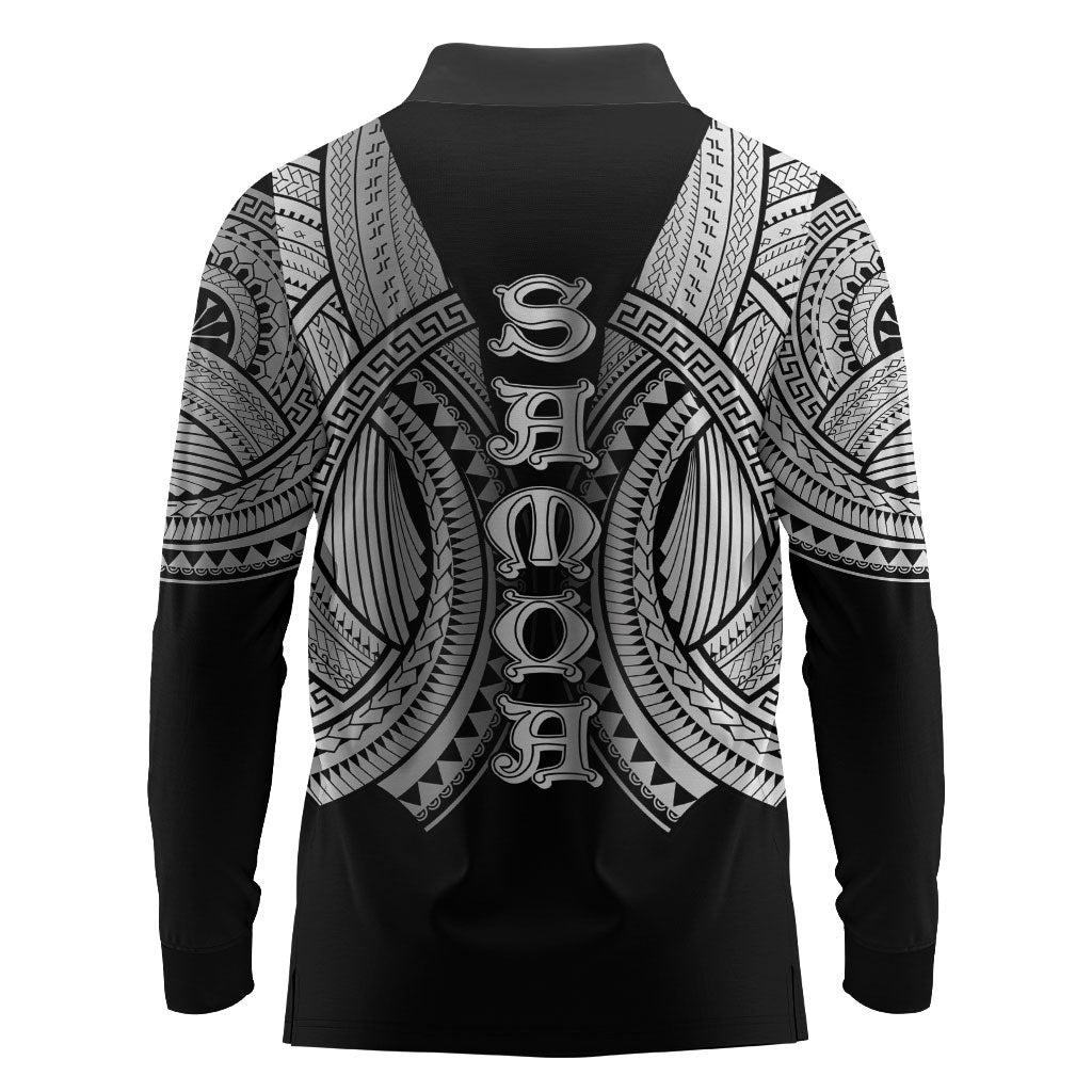 Samoan Ula Nifo Afi Tribal Long Sleeve Polo Shirt Polynesian Pattern LT9 - Polynesian Pride