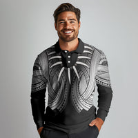 Samoan Ula Nifo Afi Tribal Long Sleeve Polo Shirt Polynesian Pattern LT9 - Polynesian Pride