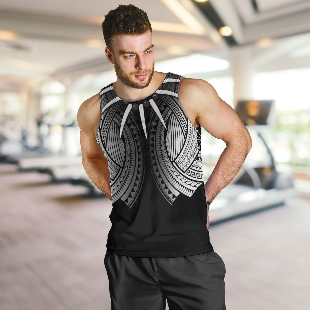Samoan Ula Nifo Afi Tribal Men Tank Top Polynesian Pattern LT9 Black - Polynesian Pride