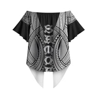 Samoan Ula Nifo Afi Tribal Off Shoulder Wrap Waist Top Polynesian Pattern LT9 - Polynesian Pride