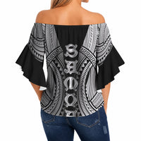 Samoan Ula Nifo Afi Tribal Off Shoulder Wrap Waist Top Polynesian Pattern LT9 - Polynesian Pride
