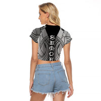Samoan Ula Nifo Afi Tribal Raglan Cropped T Shirt Polynesian Pattern LT9 - Polynesian Pride