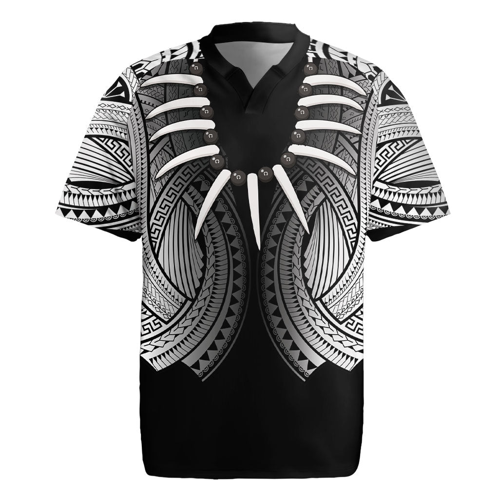 Samoan Ula Nifo Afi Tribal Rugby Jersey Polynesian Pattern LT9 Black - Polynesian Pride