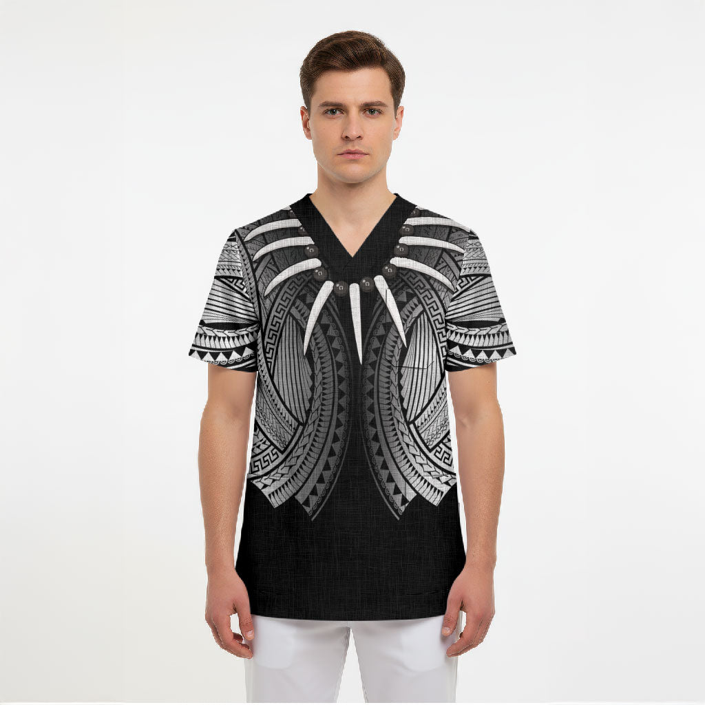 Samoan Ula Nifo Afi Tribal Scrub Top Polynesian Pattern LT9 - Polynesian Pride