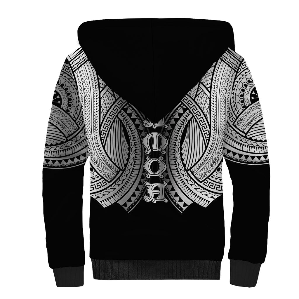 Samoan Ula Nifo Afi Tribal Sherpa Hoodie Polynesian Pattern LT9 - Polynesian Pride