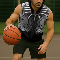 Samoan Ula Nifo Afi Tribal Sleeveless Zip Hoodie Polynesian Pattern LT9 - Polynesian Pride