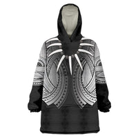 Samoan Ula Nifo Afi Tribal Wearable Blanket Hoodie Polynesian Pattern LT9 One Size Black - Polynesian Pride