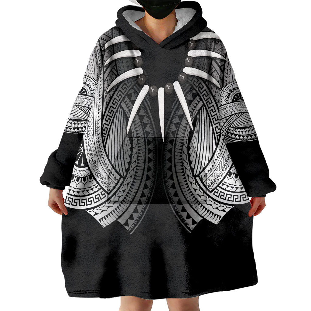 Samoan Ula Nifo Afi Tribal Wearable Blanket Hoodie Polynesian Pattern LT9 - Polynesian Pride