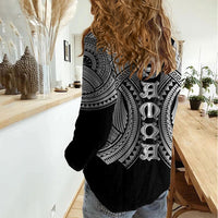 Samoan Ula Nifo Afi Tribal Women Casual Shirt Polynesian Pattern LT9 - Polynesian Pride