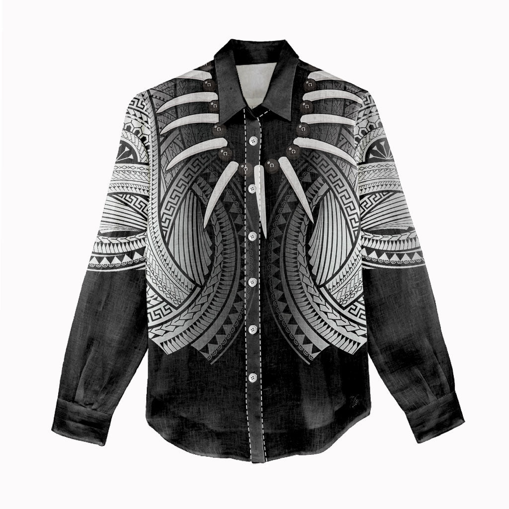 Samoan Ula Nifo Afi Tribal Women Casual Shirt Polynesian Pattern LT9 - Polynesian Pride