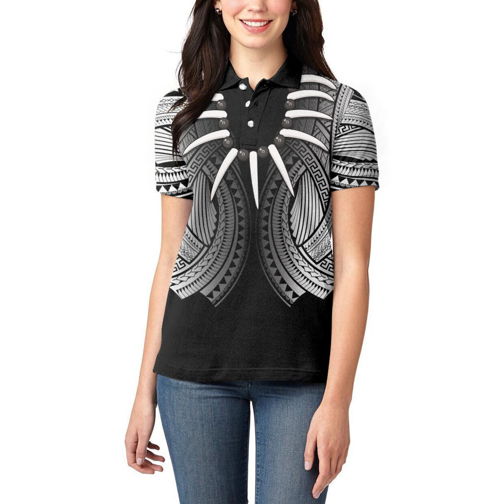Samoan Ula Nifo Afi Tribal Women Polo Shirt Polynesian Pattern LT9 - Polynesian Pride