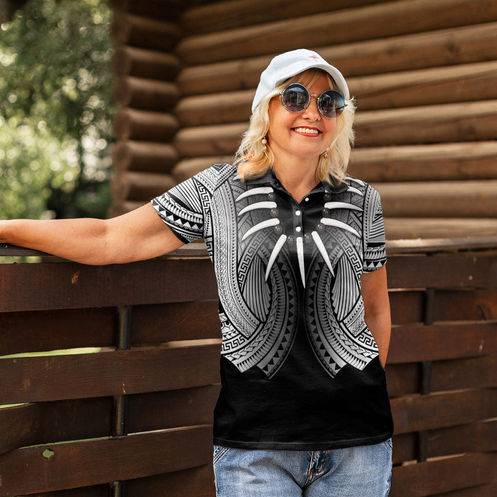 Samoan Ula Nifo Afi Tribal Women Polo Shirt Polynesian Pattern LT9 - Polynesian Pride