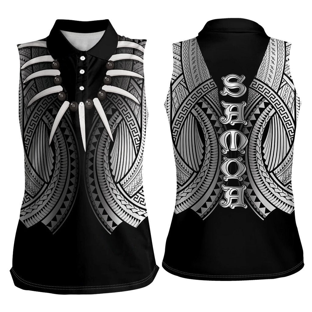 Samoan Ula Nifo Afi Tribal Women Sleeveless Polo Shirt Polynesian Pattern LT9 - Polynesian Pride