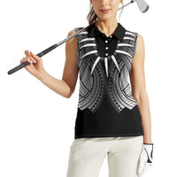 Samoan Ula Nifo Afi Tribal Women Sleeveless Polo Shirt Polynesian Pattern LT9 - Polynesian Pride