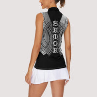 Samoan Ula Nifo Afi Tribal Women Sleeveless Polo Shirt Polynesian Pattern LT9 - Polynesian Pride