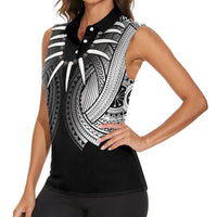 Samoan Ula Nifo Afi Tribal Women Sleeveless Polo Shirt Polynesian Pattern LT9 - Polynesian Pride