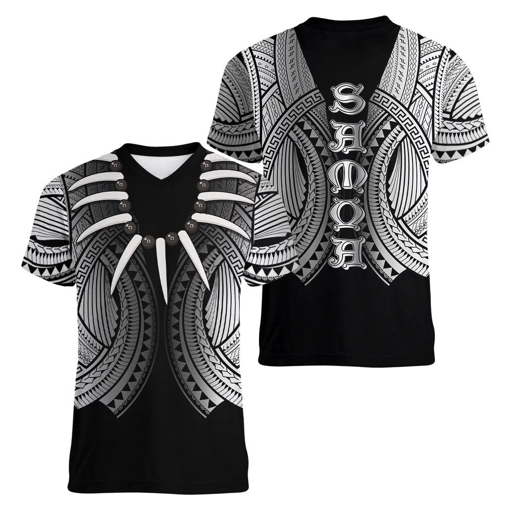 Samoan Ula Nifo Afi Tribal Women V-Neck T-Shirt Polynesian Pattern LT9 - Polynesian Pride