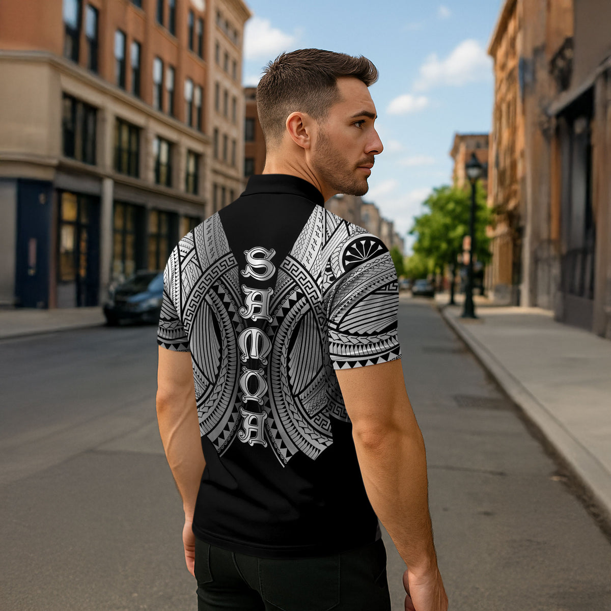 Samoan Ula Nifo Afi Tribal Zipper Polo Shirt Polynesian Pattern LT9 - Polynesian Pride