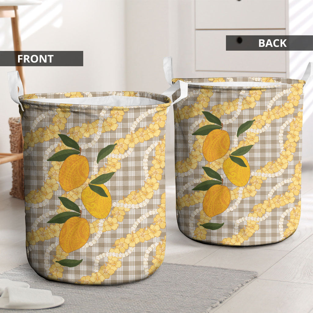 Maku'e Hawaiian Mango Palaka Laundry Basket Aloha Hibiscus Pikake Lei LT9 - Polynesian Pride
